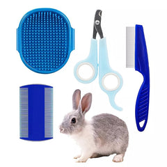 Rabbit Grooming Kit: Tear Stain Remover, Nail Clipper, Shampoo Brush & Comb