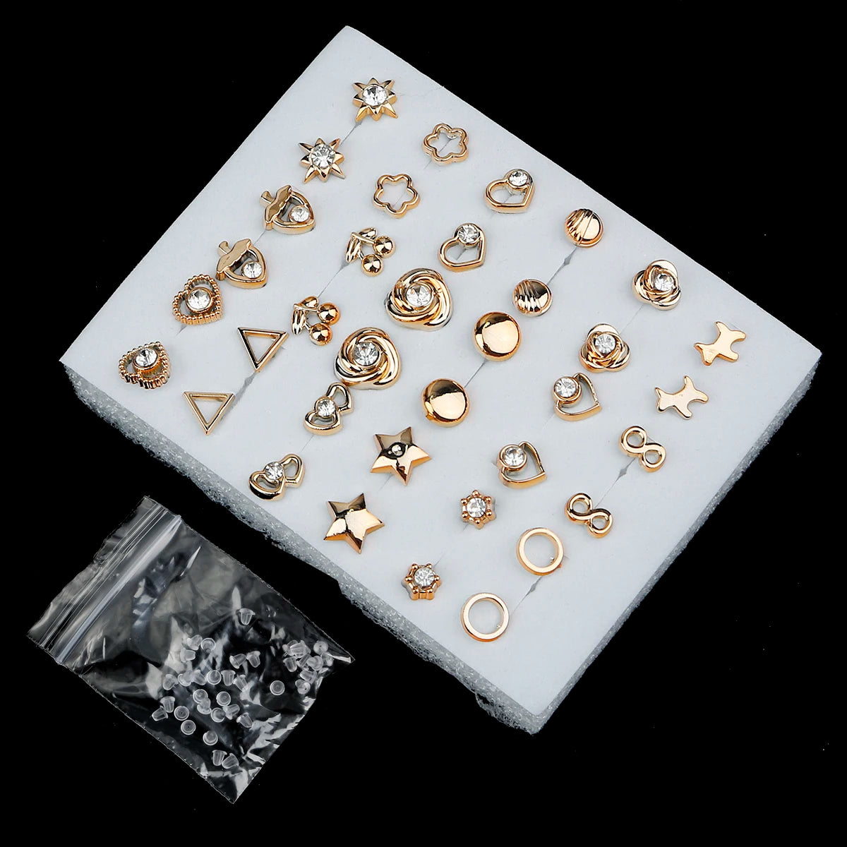 Women Acrylic Crystal Stud Earrings Set: Trendy Small Studs for Fashionable Women  petlums.com   