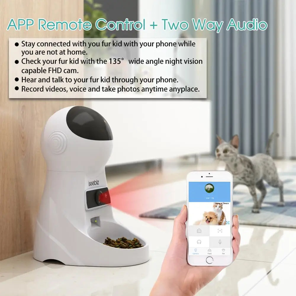 Iseebiz Automatic Pet Feeder with Camera and App Control  petlums.com   