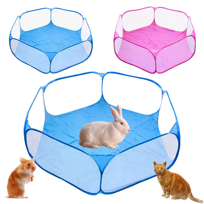 Pet Cage Tent Playpen for Small Animals: Portable Transparent Folding Fence  petlums.com   
