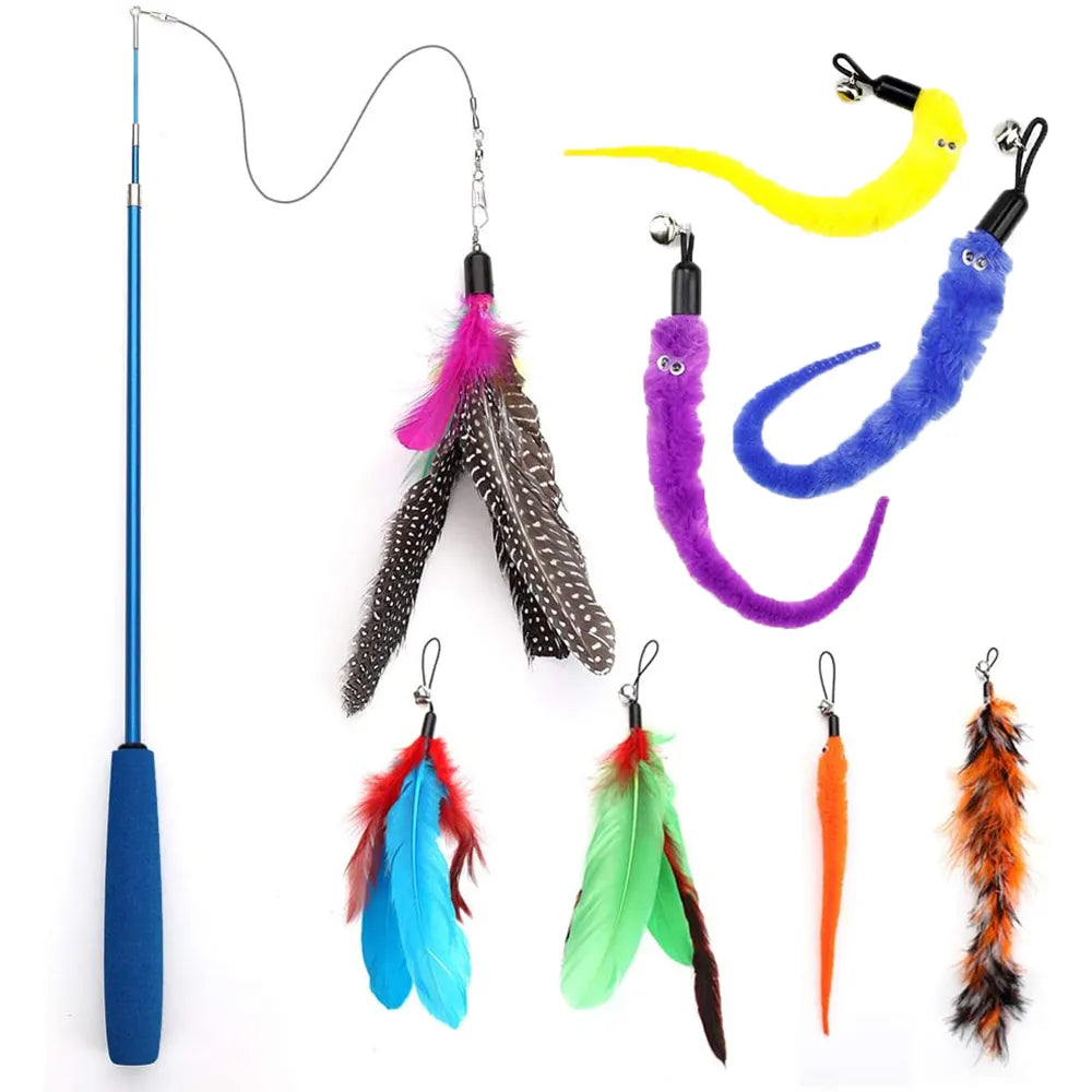 Feather Teaser Stick Wand: Interactive Toy for Cat Exercise & Fun  petlums.com   