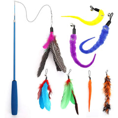 Feather Teaser Stick Wand - Interactive Cat Exercise Toy