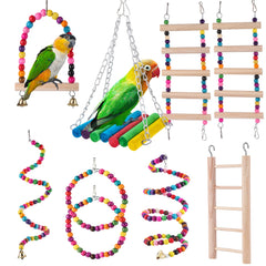 Parrot Swing & Chew Toys Set: Diverse, Safe, Multi-Functional & Easy Installation