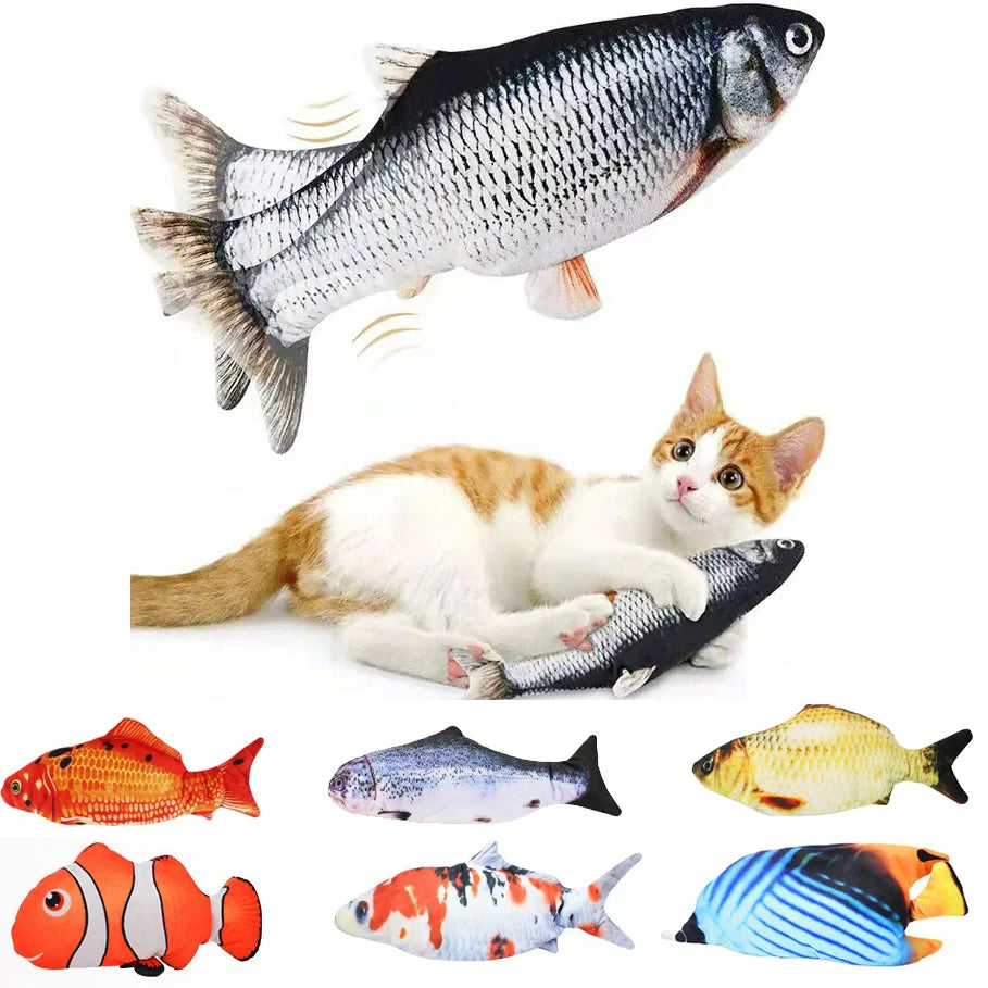 Electric Floppy Fish Cat Toy: Interactive, Realistic, USB Charger, Catnip Scent  petlums.com   