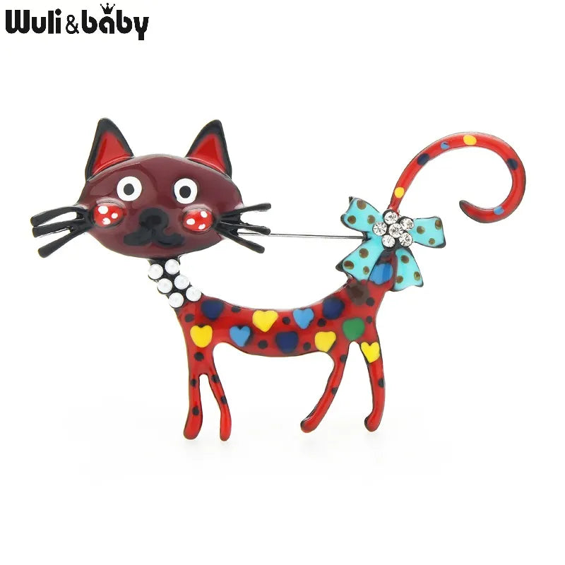 Lovely Cat Enamel Brooch Pins for Women & Men: Vibrant Animal Party Accessories  petlums.com red  