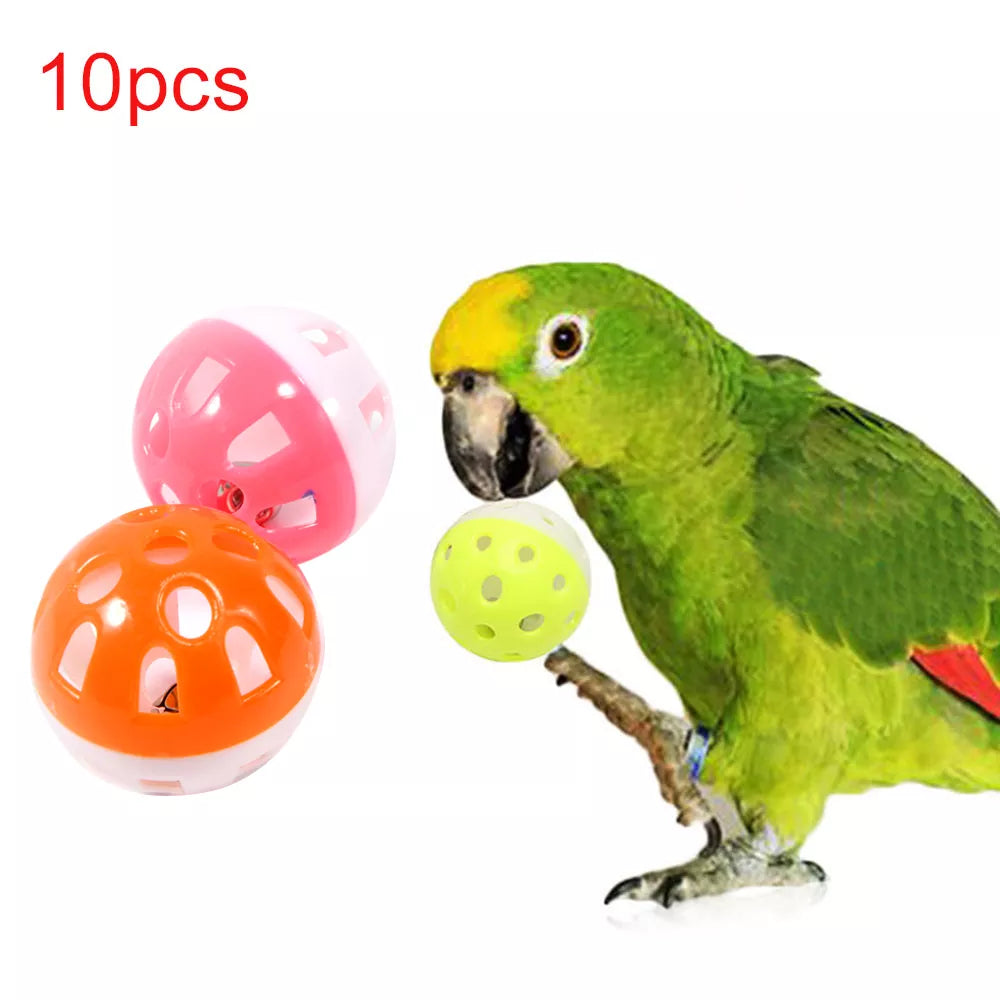 Colorful Rolling Bell Ball Bird Toy for Parakeet Cockatiel Chew Cage Fun  petlums.com 10pc CN 