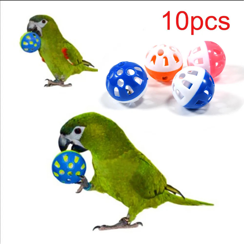 Colorful Rolling Bell Ball Bird Toy for Parakeet Cockatiel Chew Cage Fun  petlums.com   