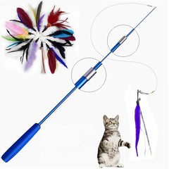 Interactive Feather Cat Toy: Retractable Wand, Multiple Refill Options, High Quality