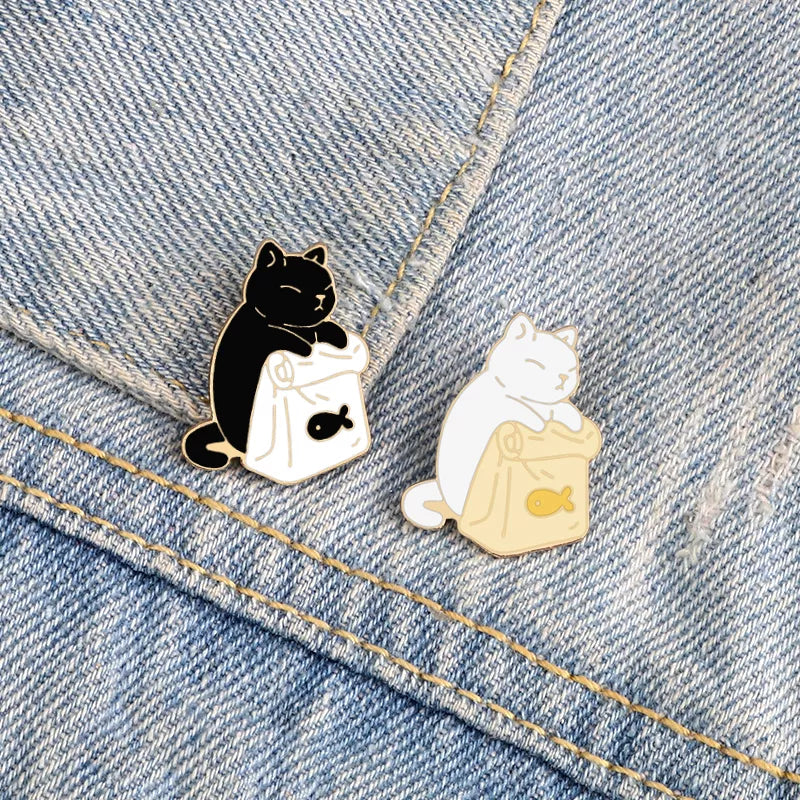 Charming Cat Enamel Pins - Cartoon Animal Brooch Jewelry Gift  petlums.com   