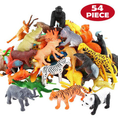 Mini Jungle Animal Toys Set - Realistic Wild Plastic Animals - Educational Learning Toy Set