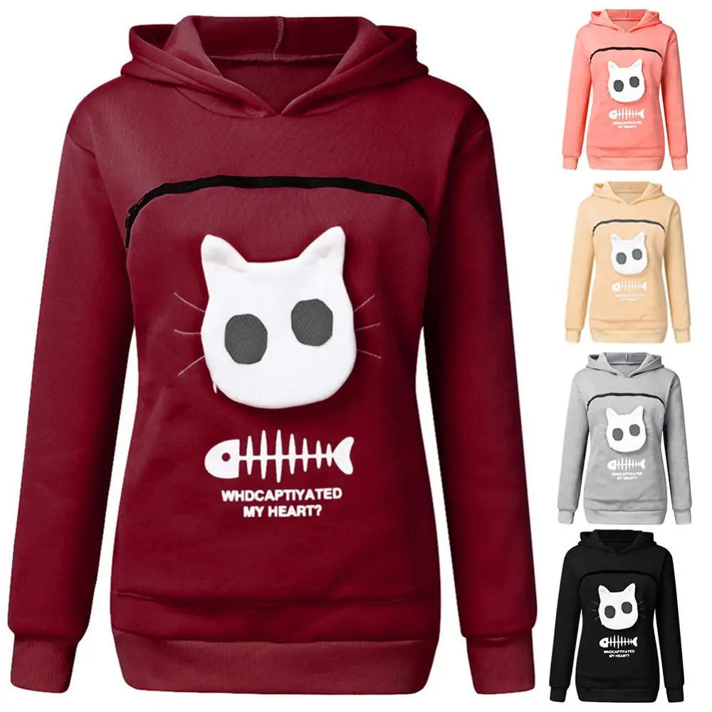 Furry Friends Kangaroo Pouch Hoodie: Cozy Sweatshirt for Pet Lovers  petlums.com   