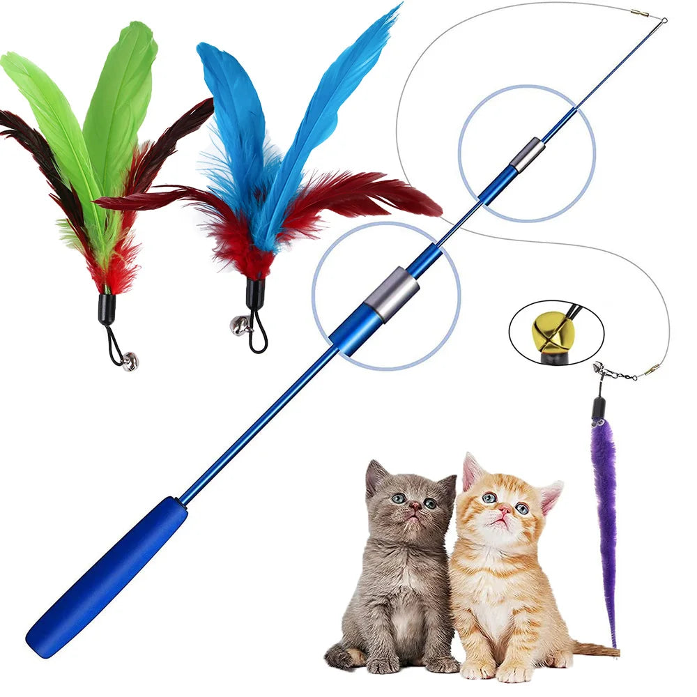 Feather Teaser Stick Wand - Interactive Cat Exercise Toy  petlums.com   