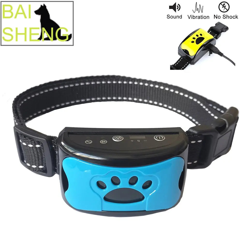 Electric Anti Barking Devices Ultrasonic Dog Training Collar USB Chargeable Stop Barking Vibration Anti Bark Devices  petlums.com   