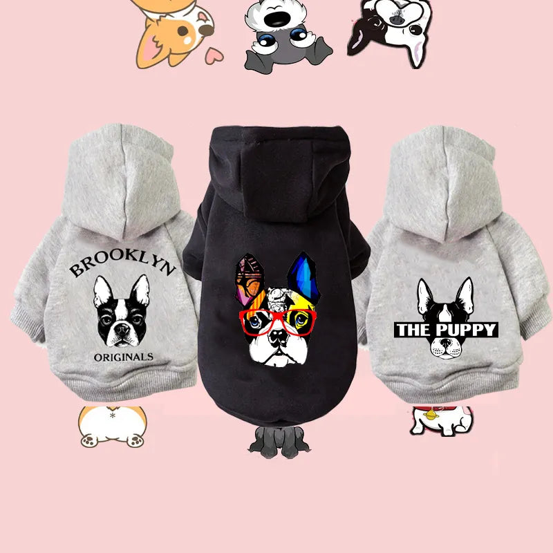 Winter Cotton Dog Hoodies: Stylish & Warm Pet Clothing for French Bulldogs  petlums.com   
