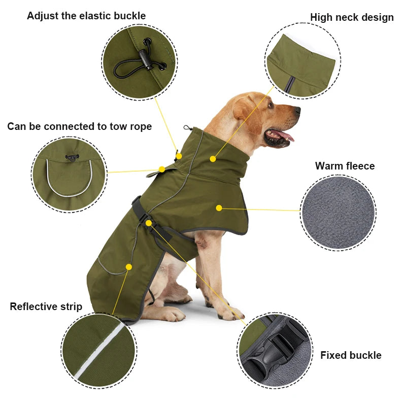 Large Dog Winter Vest Jacket: Waterproof Coat for Greyhound Doberman  petlums.com   