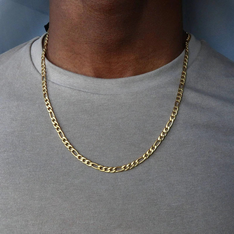 Figaro Chain Necklace: Punk Silver Stainless Steel Men's Hip Hop Jewelry  petlums.com   