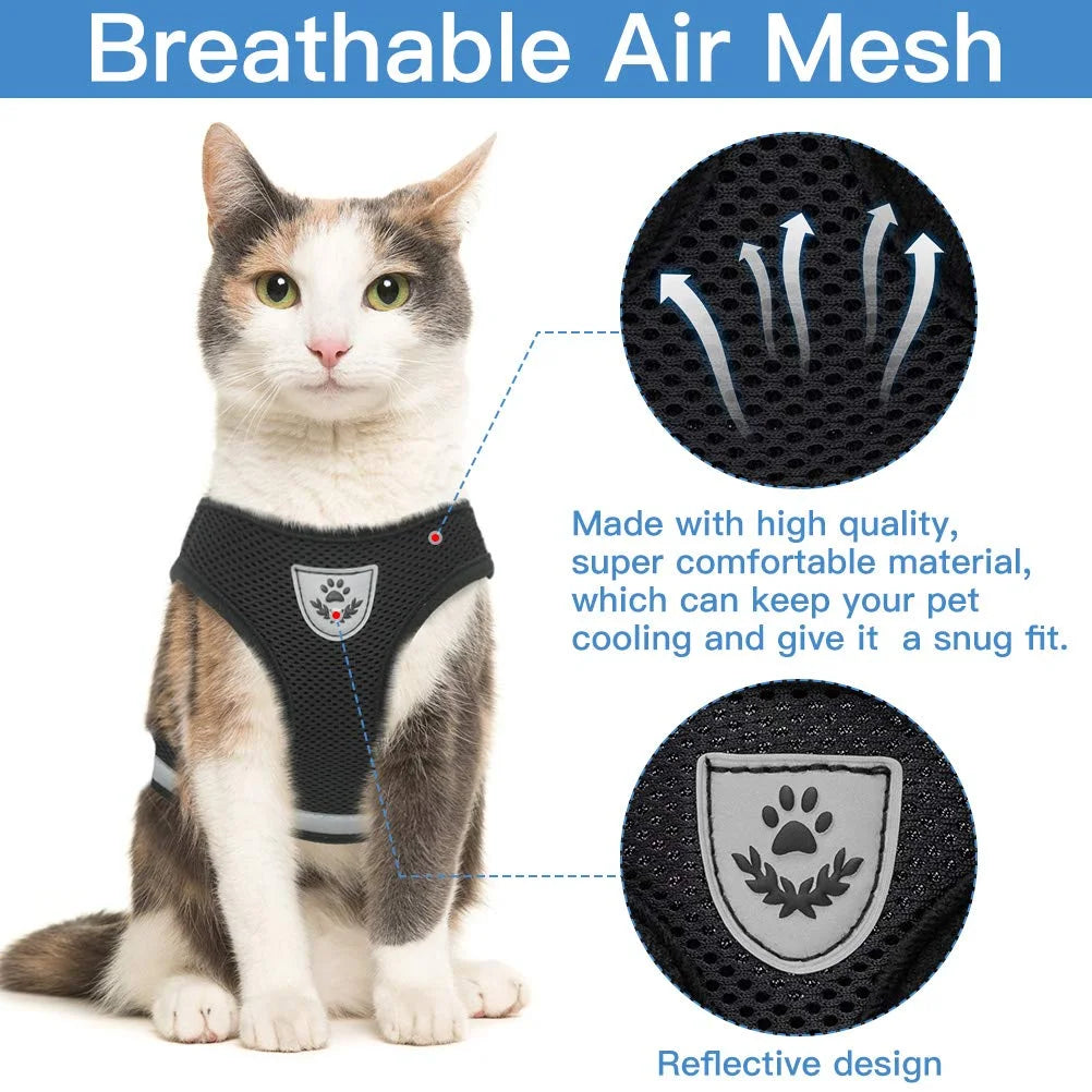 Breathable Cat Harness & Leash Set: Escape Proof Vest for Pets  petlums.com   