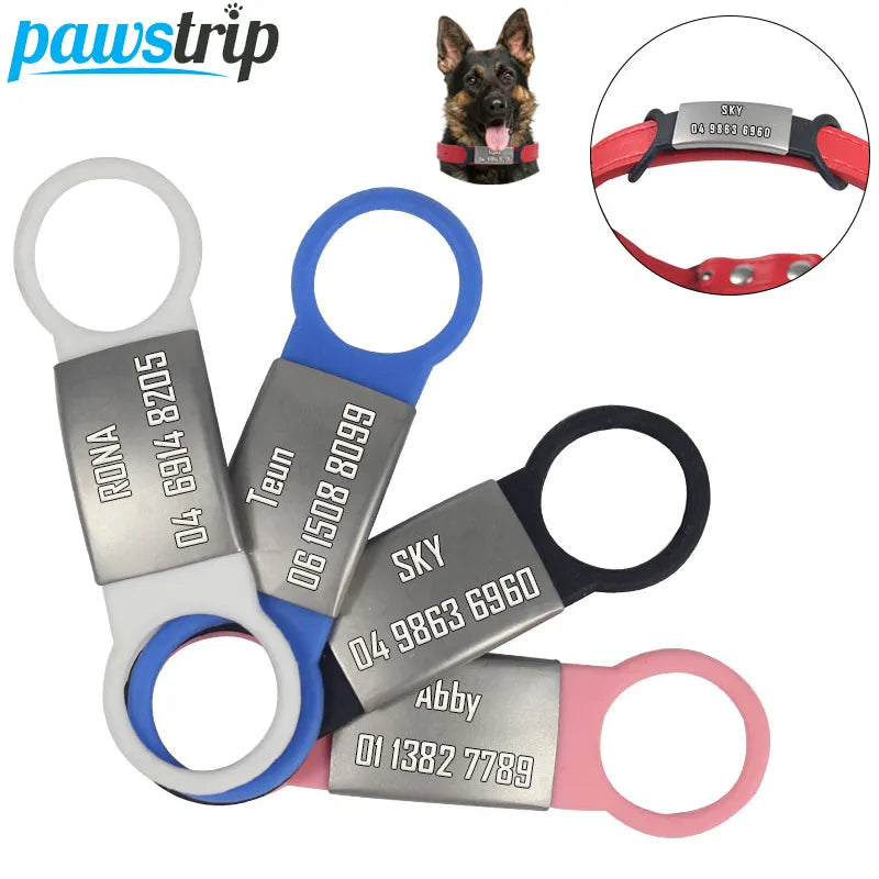 Pet Dog Tag: Stainless Steel Engraved Collar Nameplate - Customizable Silicone Rubber  petlums.com   