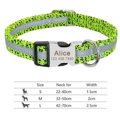 Personalized Reflective Nylon Dog Collar for Small Medium Large Dogs