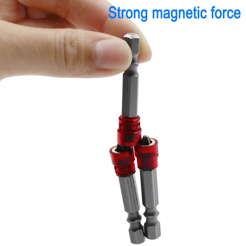 1/4" Screwdriver Bits Red Head Magnet Driver Hex Shank With Magnetizer Cross Magnetic Bit Hand Electric Screw Tool Accessories  petlums.com   