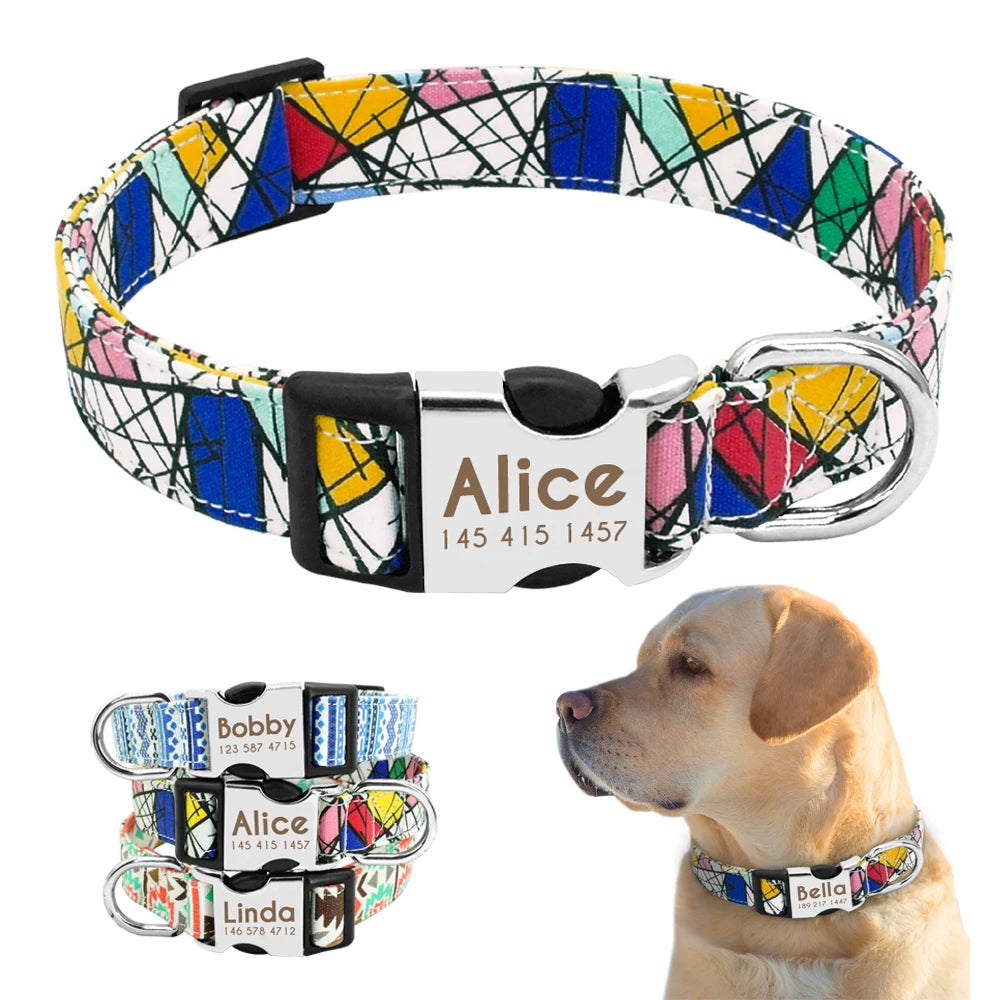Reflective Personalized Nylon Dog Collar for Small to Large Breeds  PetLums   