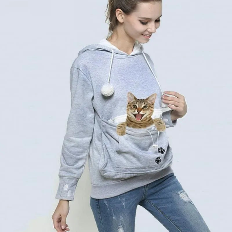 Big Kangaroo Pet Carrier Hoodie | Cozy Dog Cat Holder Sweatshirt  petlums.com   
