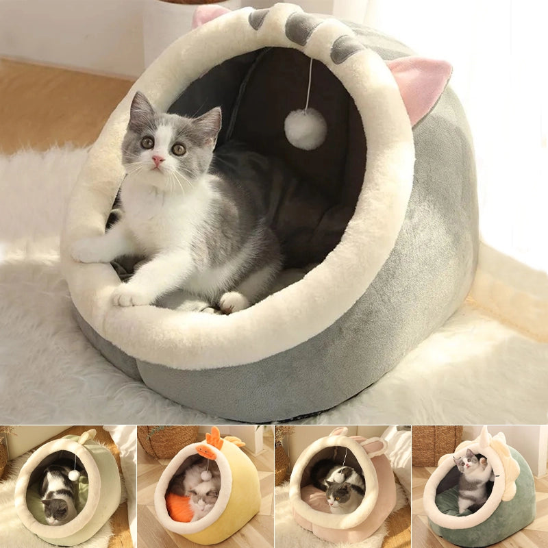 Sweet Cozy Cat Bed Lounger House Tent Washable Mat for Cats  petlums.com   