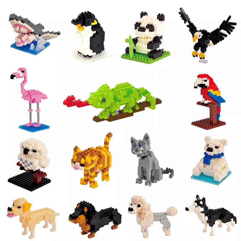 Kids Mini Building Blocks Animals 3D Model Bag Educational Toys - Creative Fun Block Set  petlums.com   