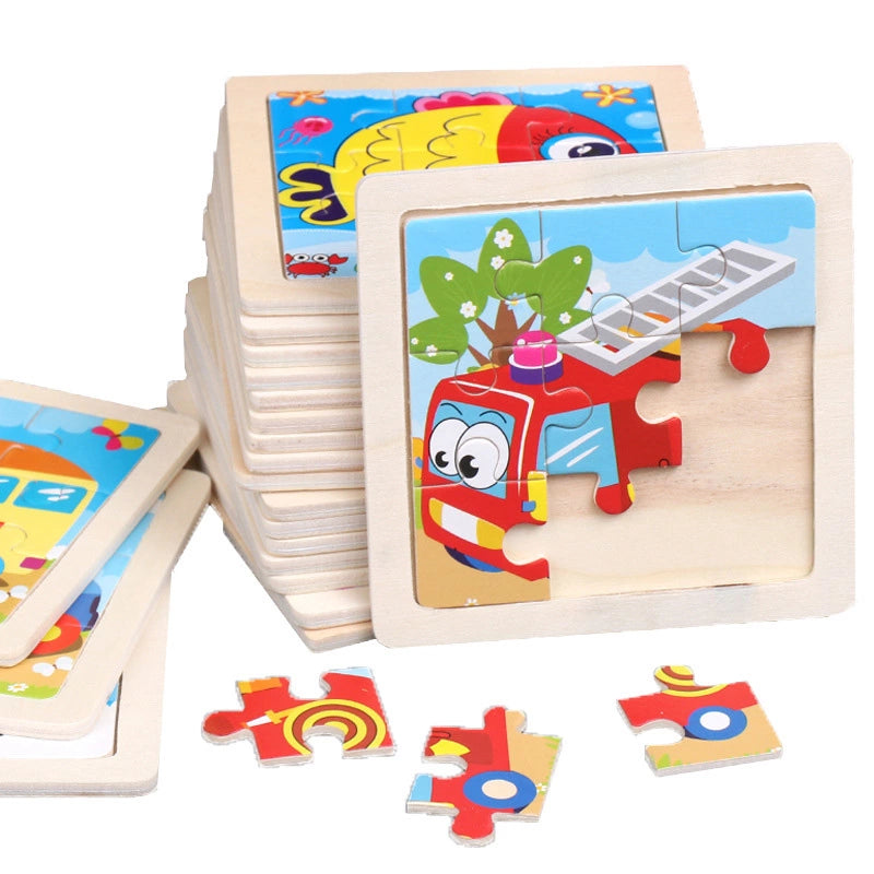 Kids Cartoon Animal Traffic Wooden Puzzle Toy Set - Educational Jigsaw Fun  petlums.com   