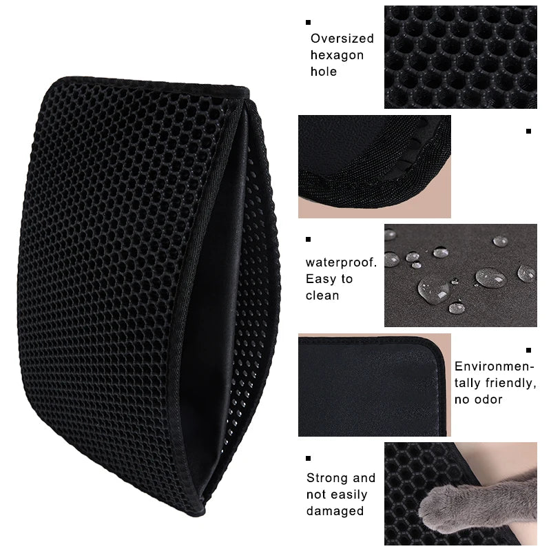 Cat Litter Mat: Waterproof Double Layer Trapping Box Clean Accessories  petlums.com   