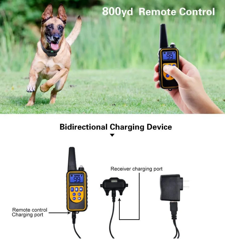 Electric Dog Training Collar with Remote Control - Waterproof Anti Barking Device.  petlums.com   