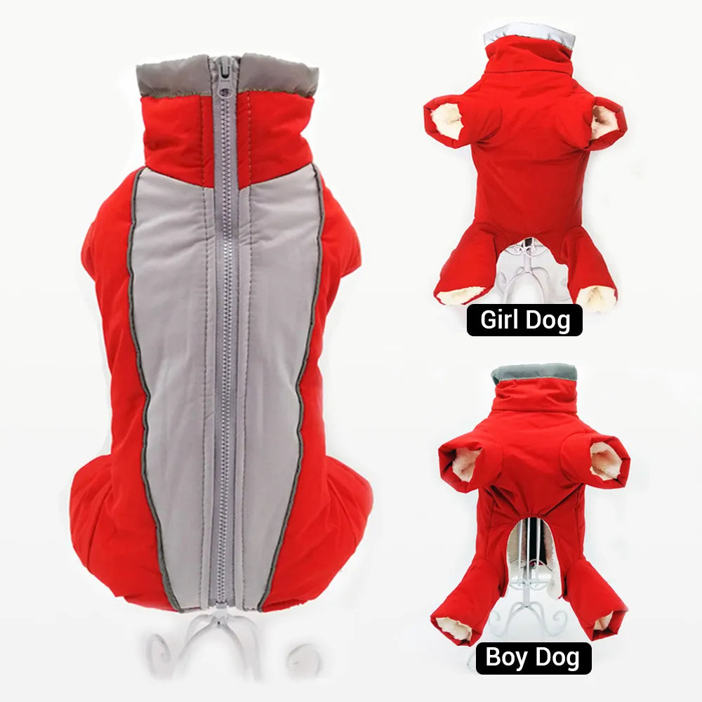 Dog Winter Waterproof Reflective Overalls: Warm Pet Jumpsuit for Small Dogs  petlums.com   