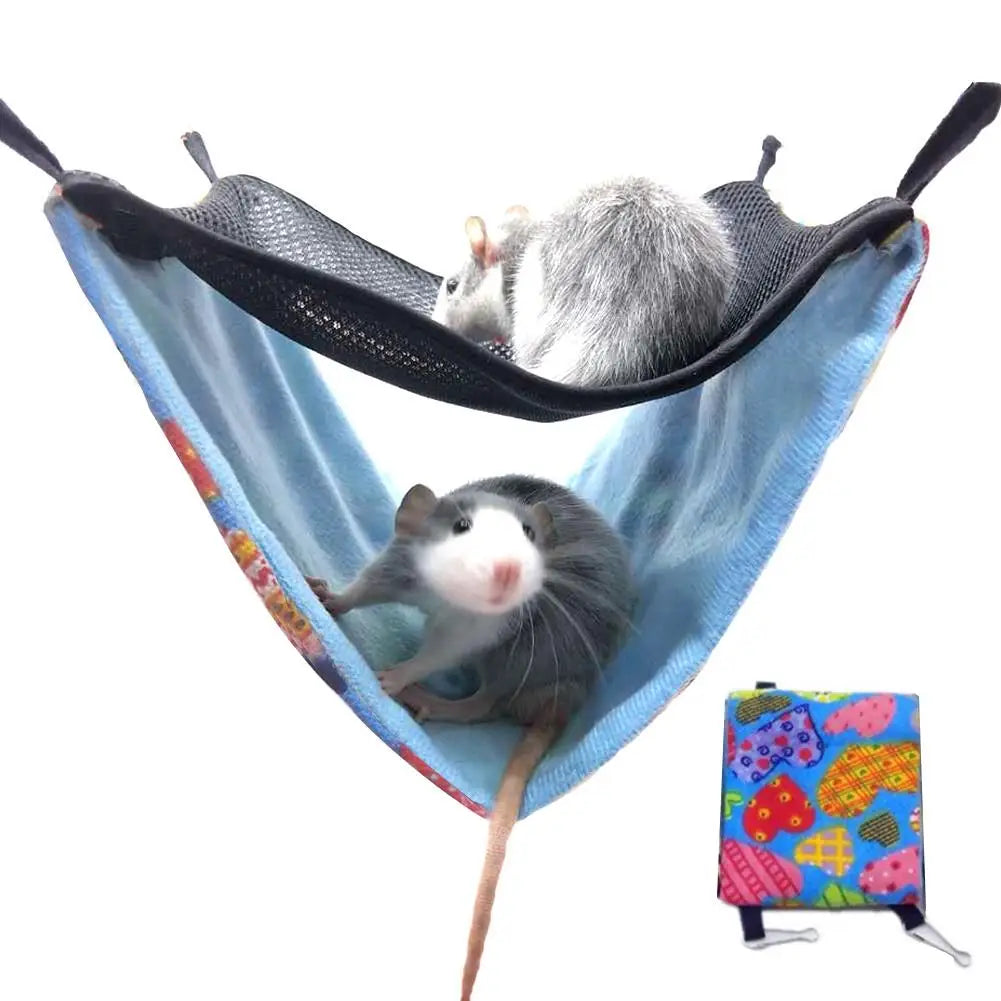 Hamster Hammock Double Layer Hanging Bed: Cozy Mesh Resting Spot  petlums.com B L size CHINA 