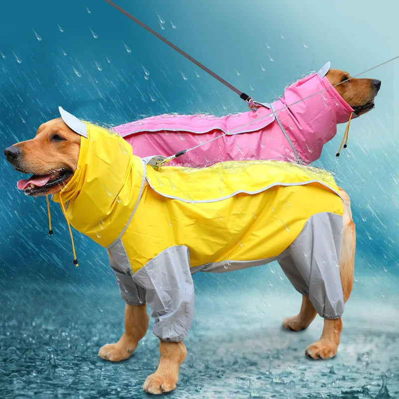 Large Dog Waterproof Raincoat Hooded Jacket Overalls - 6XL  petlums.com   