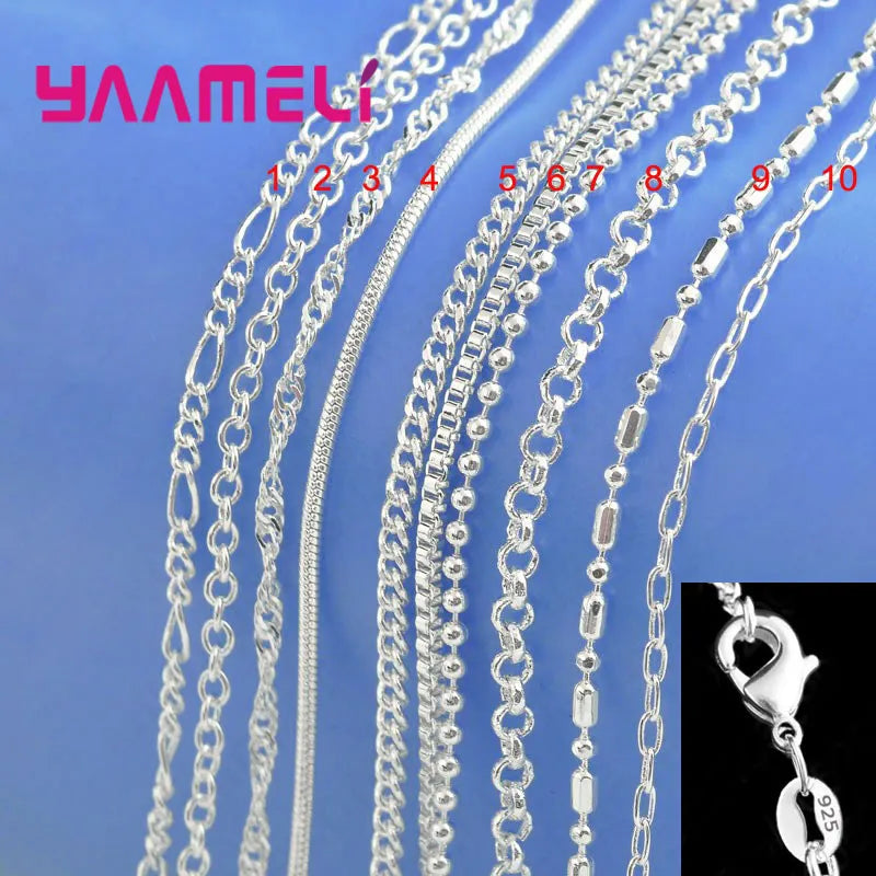 925 Sterling Silver Link Chain Necklace with Lobster Clasp: Elegant Unisex Design  petlums.com Model 1 16 Inch (40CM) 