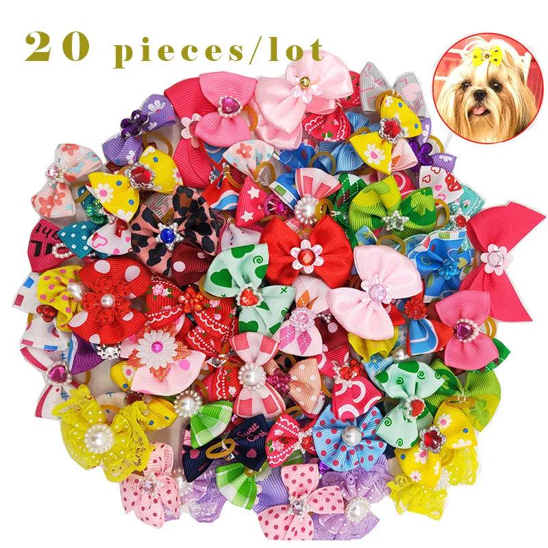 Cute Dog Hair Bows and Balls Set for Pet Grooming and Headwear  petlums.com   