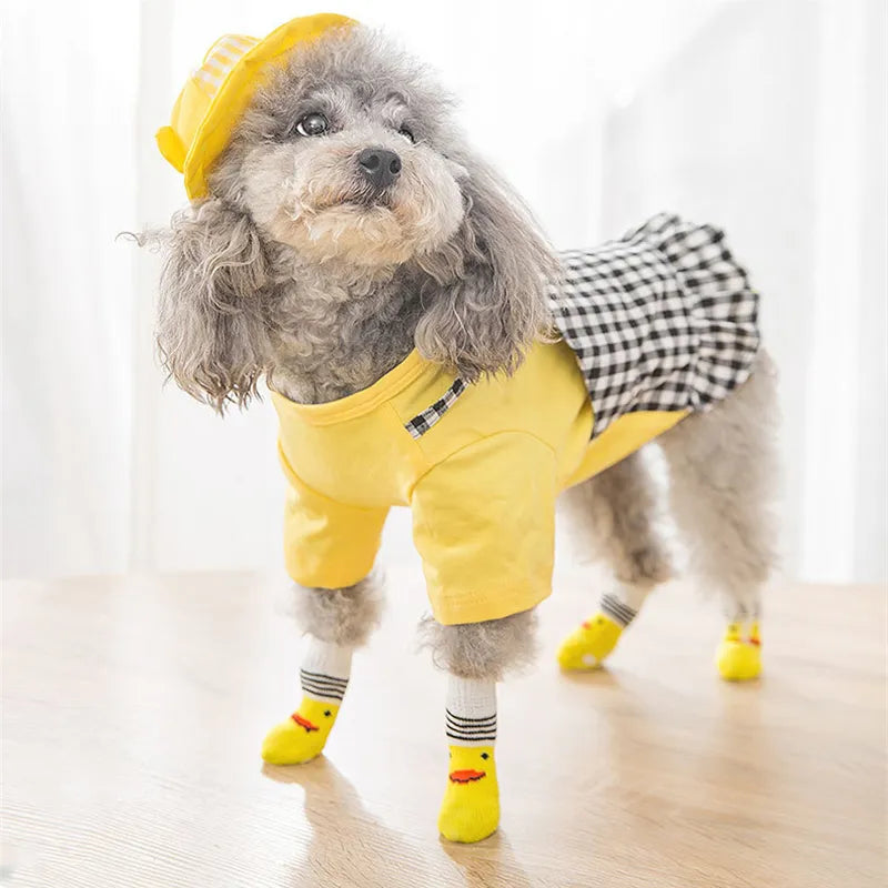 Winter Dog Socks: Cute Cartoon Anti-Slip Pet Shoes Paw Protector  petlums.com   