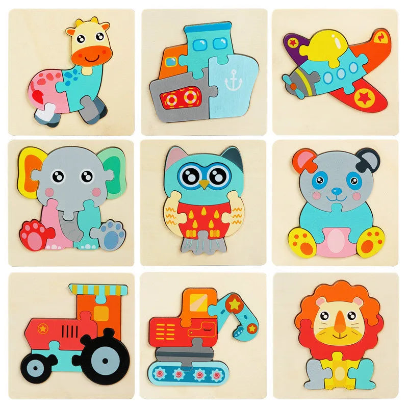 Wooden 3D Cartoon Animal Puzzle for Early Learning Fun  petlums.com   