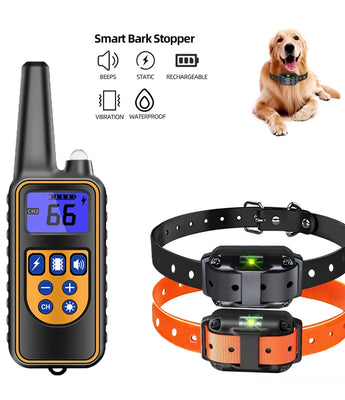 Electric Dog Training Collar: Remote Control Rechargeable Shock Vibration Sound  petlums.com   