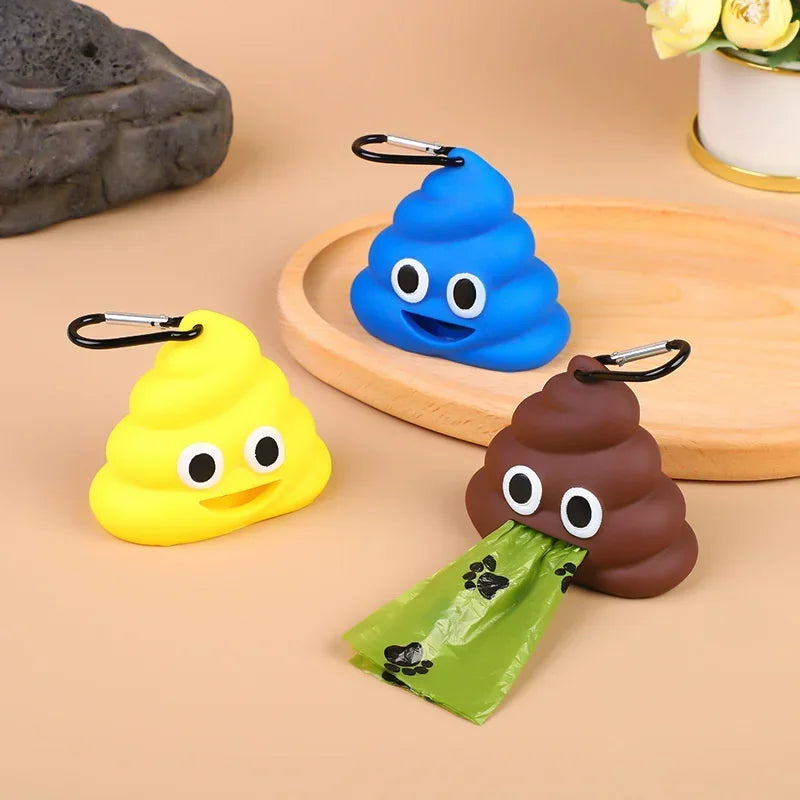 Portable Pet Waste Bag Dispenser Dogs Cat Trash Carrier Soft Silicone Poop Bag Poop-shaped Storage Box Pet Cleaning Products  petlums.com   