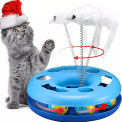 Interactive Cat Toy Set with Catnip Roller Tracks and Teaser Balls