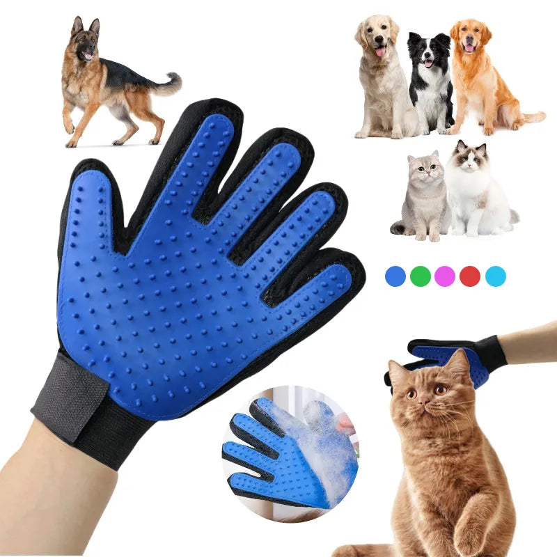 Rubber Pet Grooming Glove: Efficient Deshedding & Massage Tool for Cats and Dogs  petlums.com   