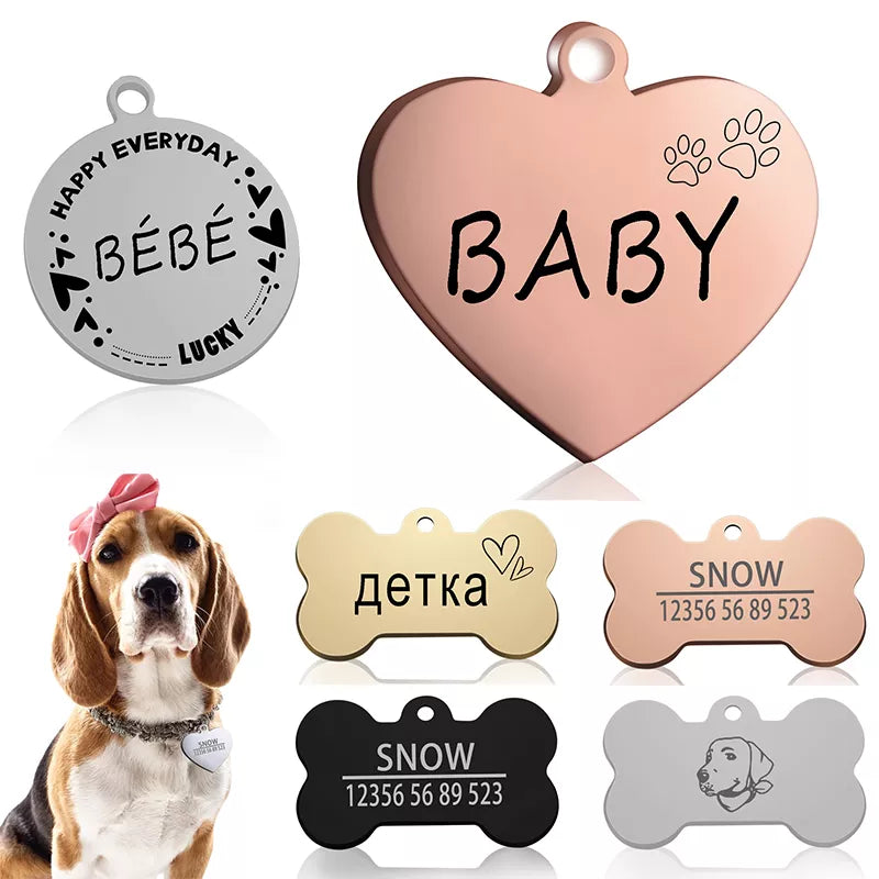 Personalized Dog Cat ID Tag Engraved Pet Collar Charm Keyring - Custom Accessories  petlums.com   