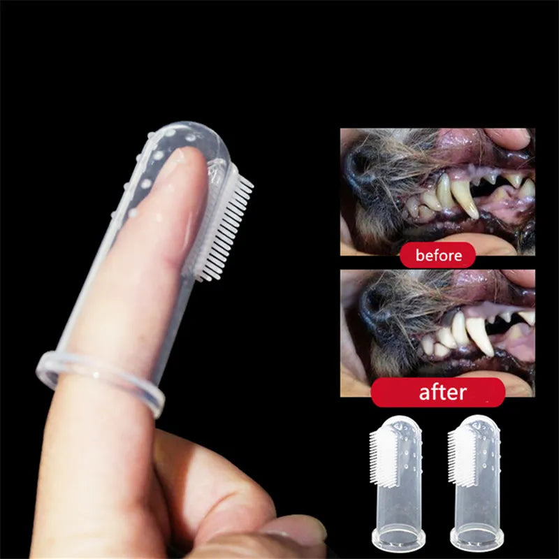 Soft Pet Finger Toothbrush: Bad Breath Tartar Teeth Cleaning Tool  petlums.com   