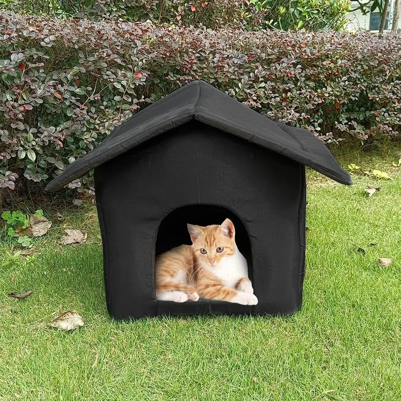 Outdoor Waterproof Cat House: Cozy Pet Shelter & Bed for Travel  petlums.com   