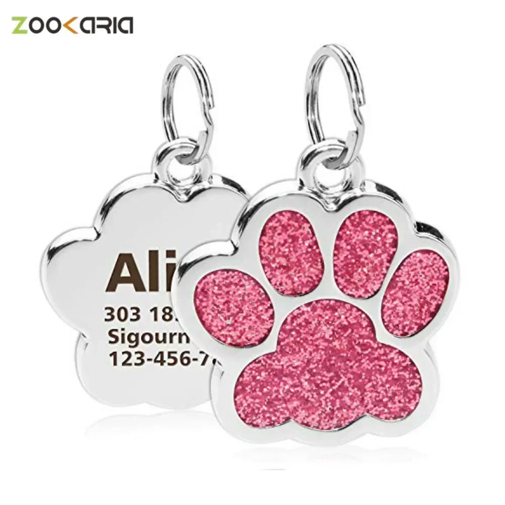 Engraved Glitter Paw Pet ID Collar Tag: Customized and Stylish  My Store   