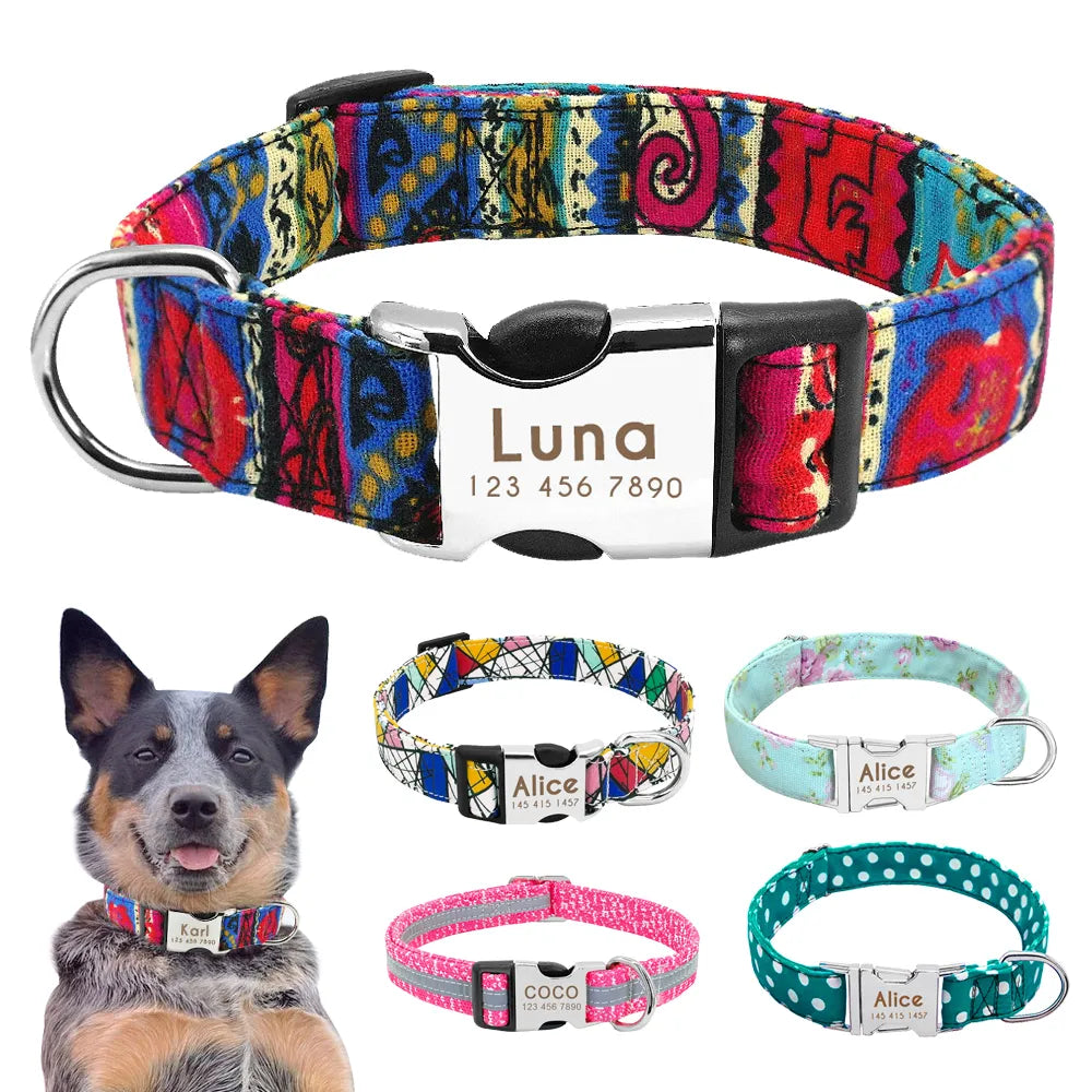 Reflective Personalized Nylon Dog Collar for Small to Large Breeds  My Store   