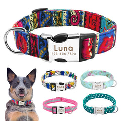 Reflective Personalized Nylon Dog Collar for Small to Large Breeds