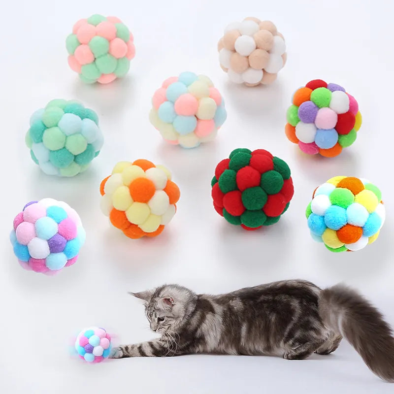 Colorful Handmade Bell Ball Cat Toy: Interactive Chase & Play Fun  petlums.com   