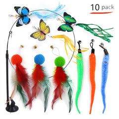 Interactive Feather Cat Wand Toy with Suction Cup Base: Engage Your Feline Friend